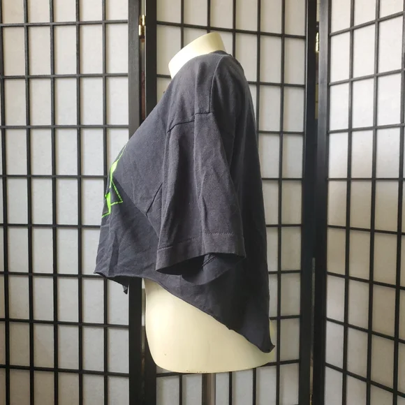 Vintage Santa Fe Speedway Custom Cropped Black Midriff T-shirt / Green on Black - Picture 3 of 15